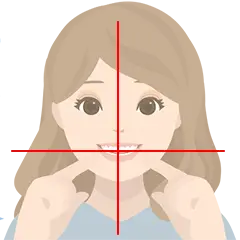 お顔の真ん中と歯の真ん中